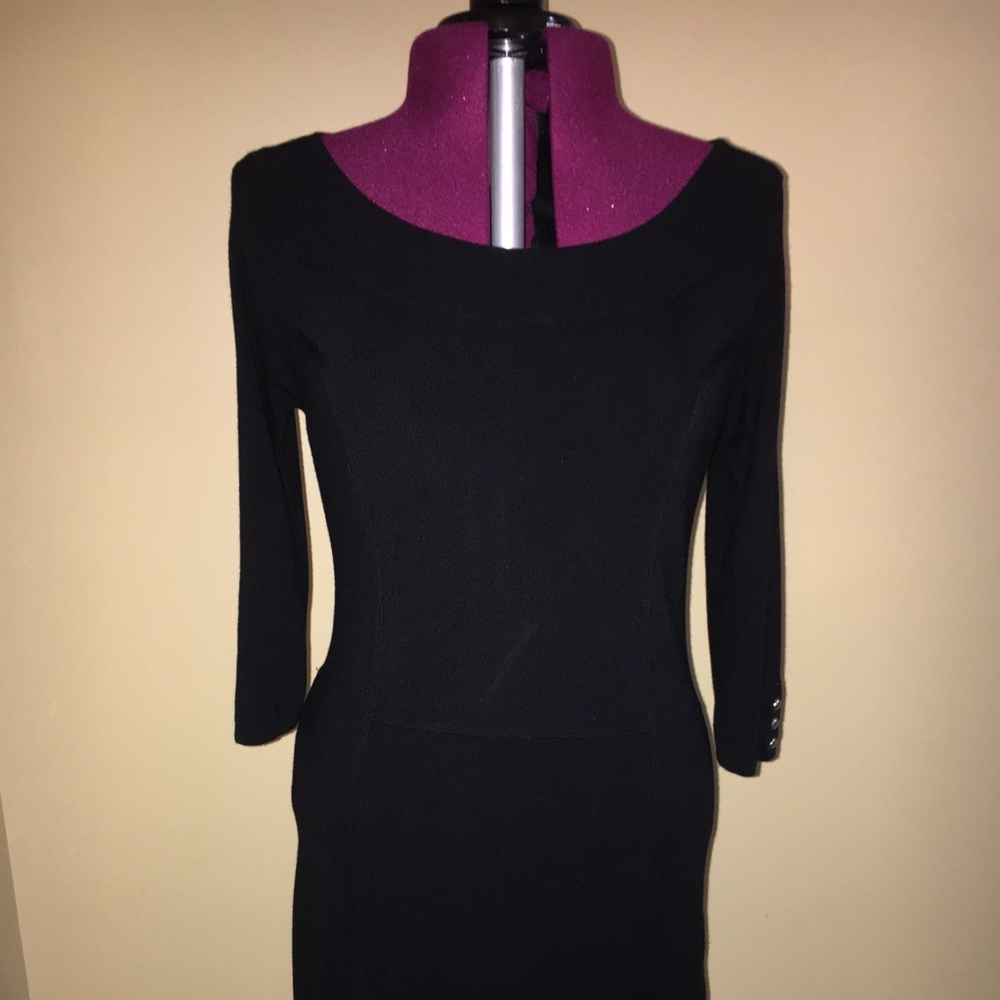 WHBM 3/4 Steve black knit dress.